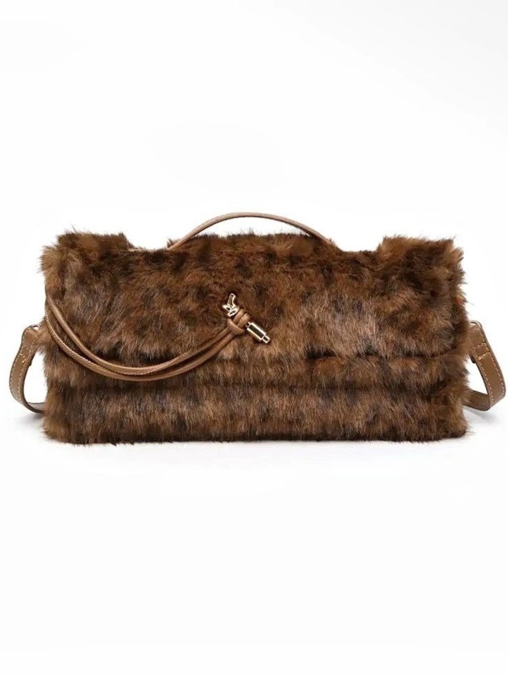 Faux Fur Shoulder/Crossbody Bag in Leopard Print